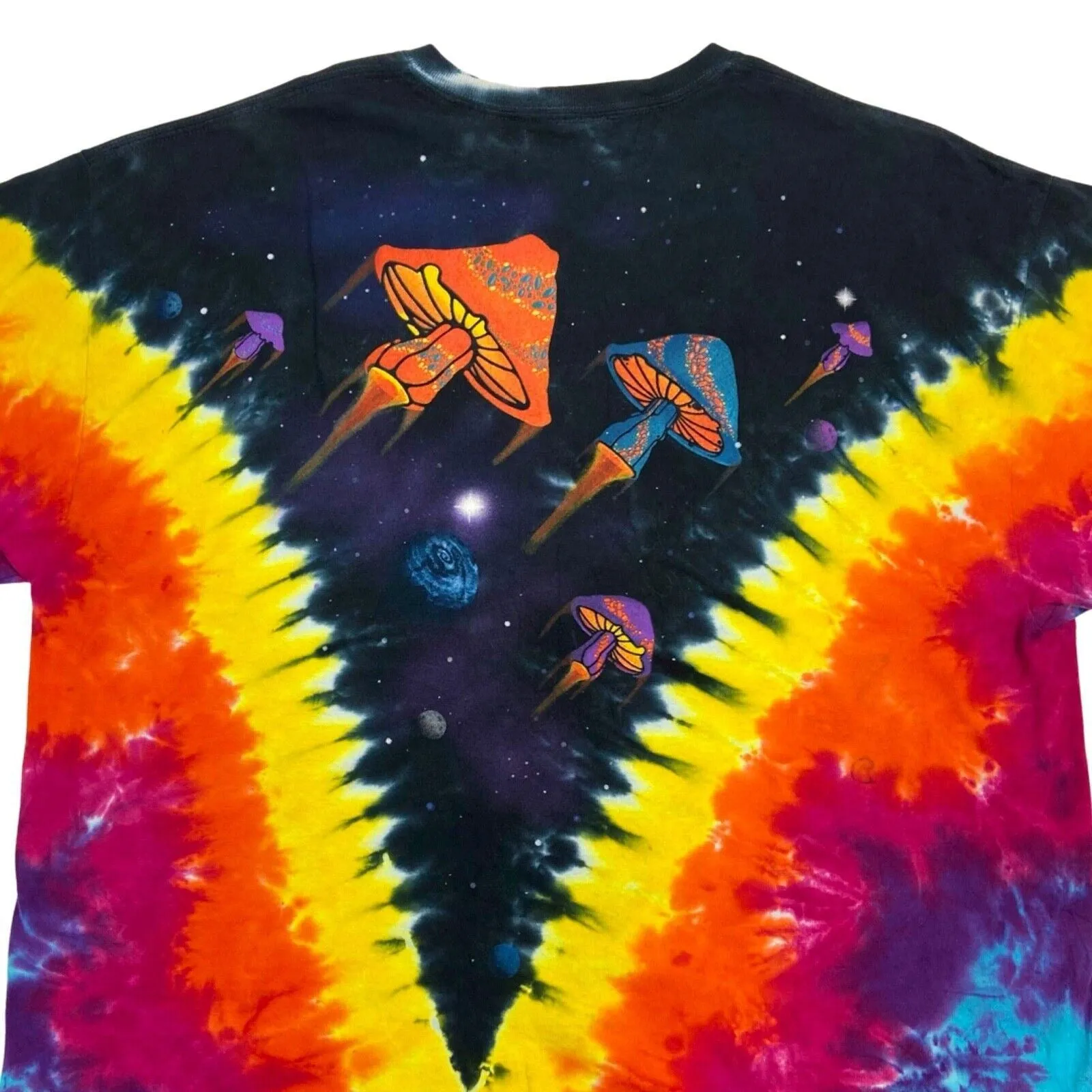 2000s Tie-Dye Liquid Blue Psychedelic Mushroom T-shirt XL