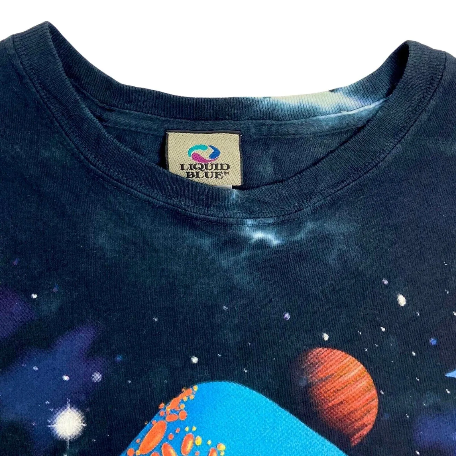 2000s Tie-Dye Liquid Blue Psychedelic Mushroom T-shirt XL