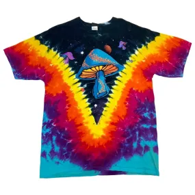 2000s Tie-Dye Liquid Blue Psychedelic Mushroom T-shirt XL