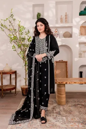3-Pc Monochrome Sequin Embroidered Set.