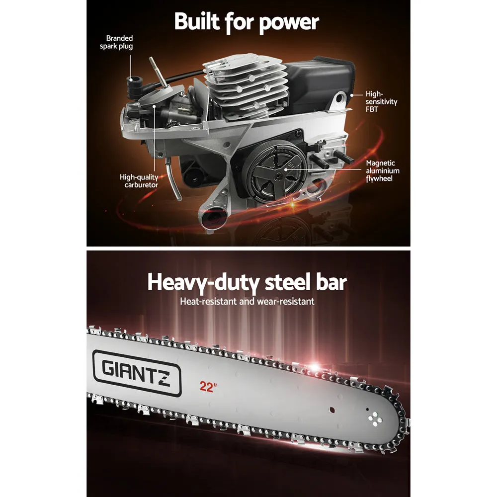 58cc 4.2HP Petrol Chainsaw 22" Bar E-Start - GIANTZ