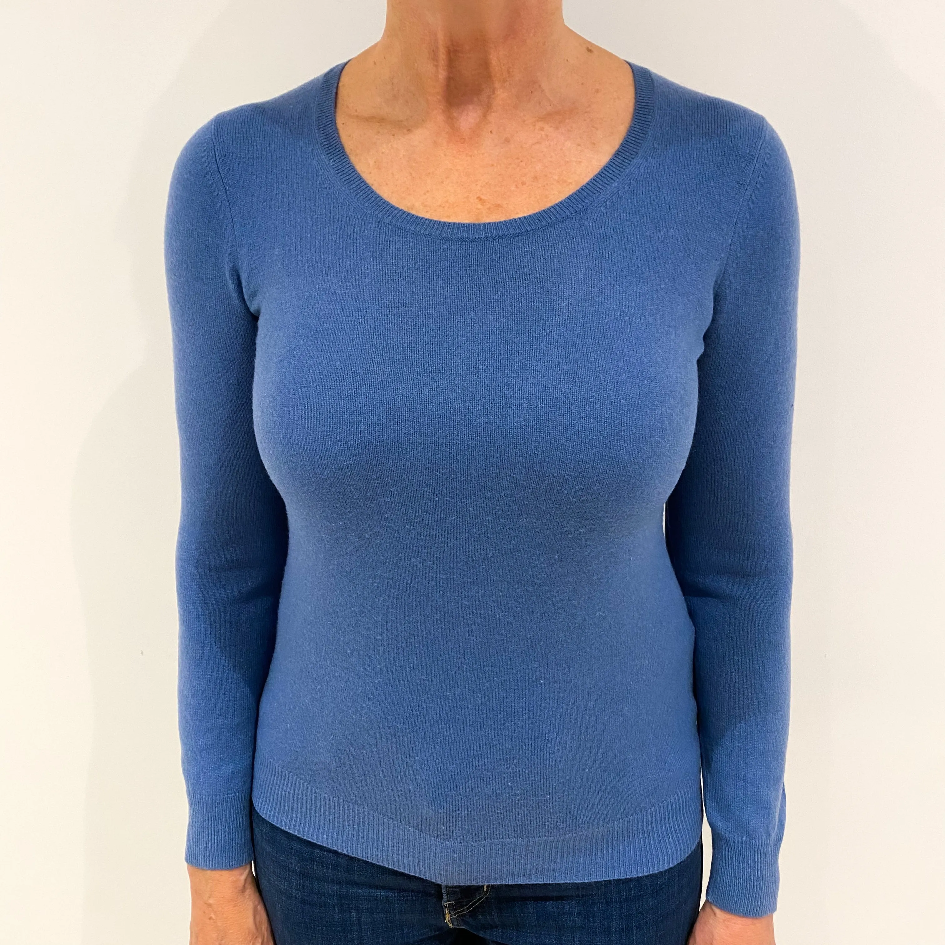 Airforce Blue Cashmere Scoop Neck Jumper Medium