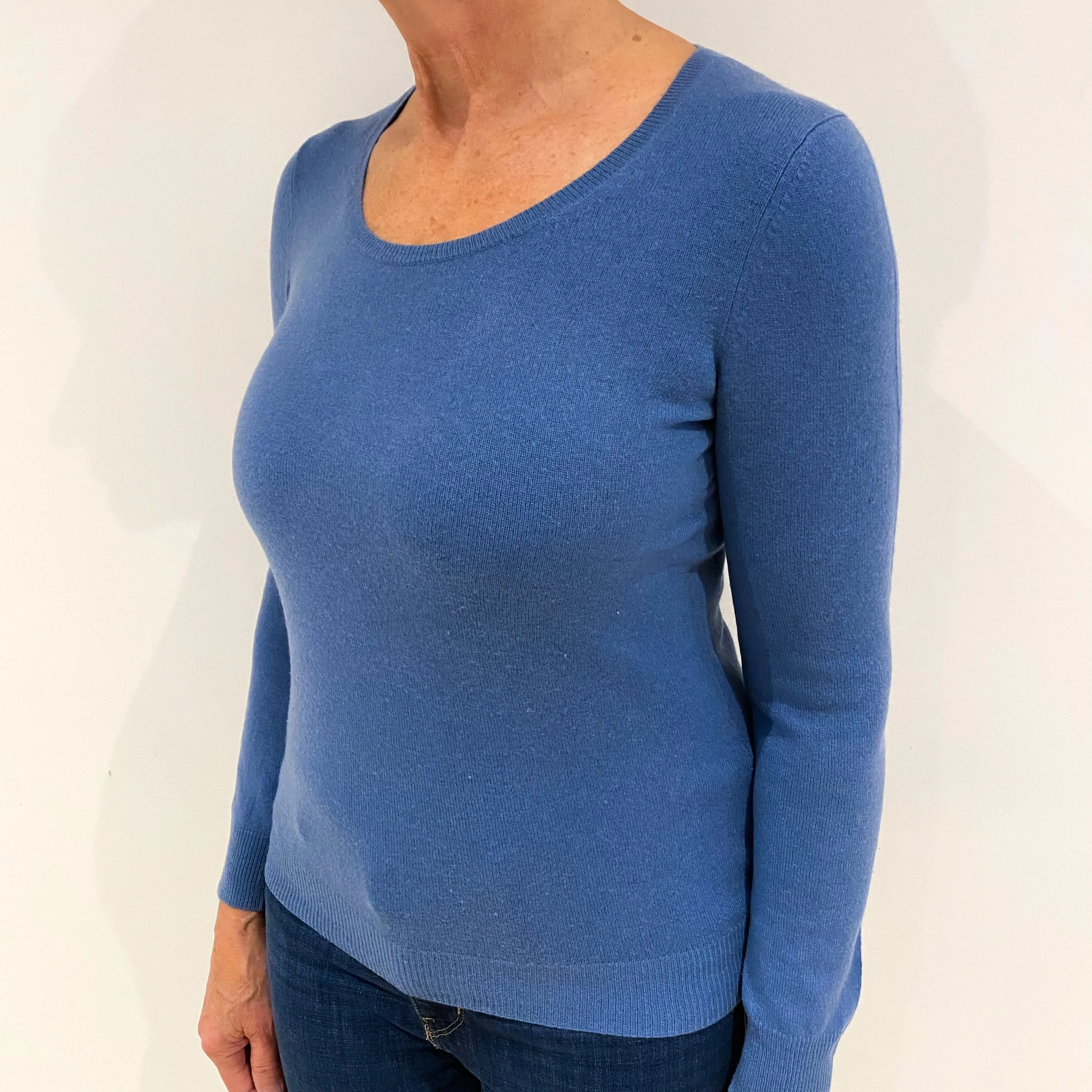 Airforce Blue Cashmere Scoop Neck Jumper Medium