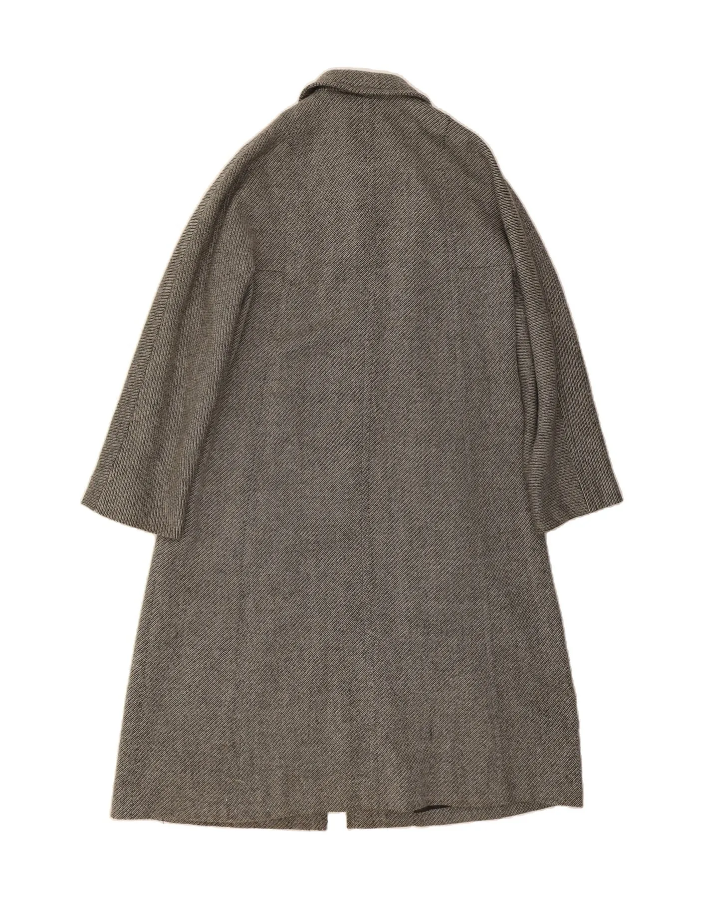 AQUASCUTUM Womens Overcoat UK 10 Small Grey Striped Viscose Classic