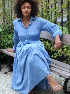 Blue Brave Cotton Midaxi Shirt Dress