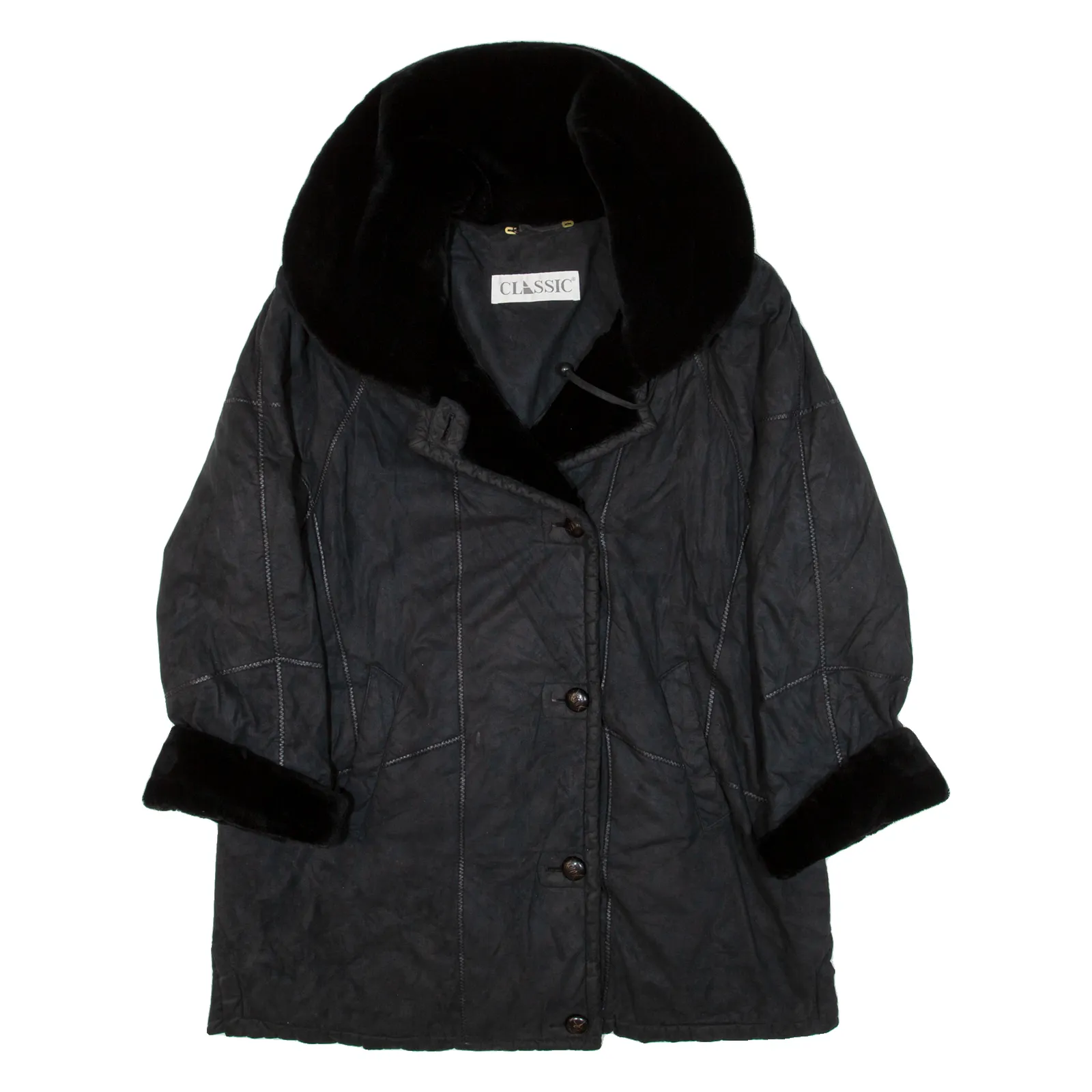 CLASSIC Womens Overcoat Coat Black XL