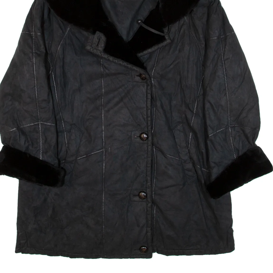 CLASSIC Womens Overcoat Coat Black XL