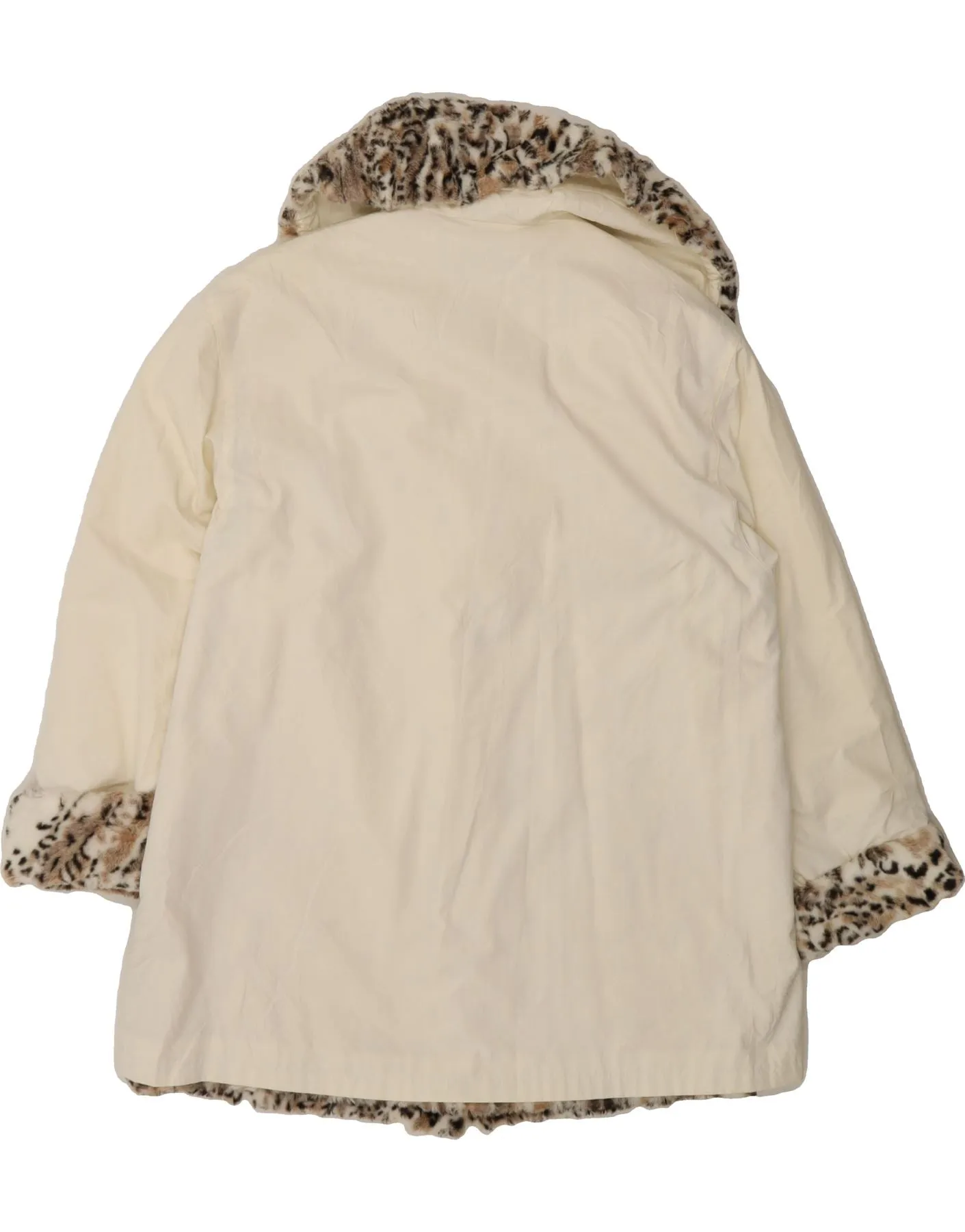 CLASSIC Womens Overcoat UK 14 Large  White Polyacrylic