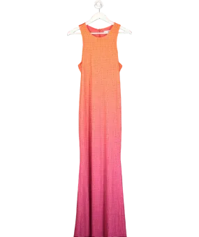 Club L Escala Pink & Orange Ombre Embellished Racer-neck Maxi Dress UK 12