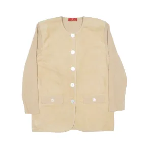 DEVERNOIS Paris Wool Blend Overcoat Leather Jacket Beige Suede 90s Womens L