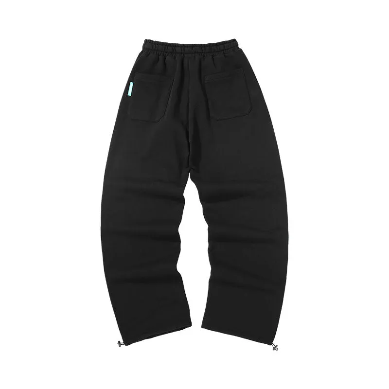 Dopamine-contrast drawstring letter-badge stretch-rope leg slacks