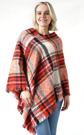 EAP9852 Plaid Woven Poncho