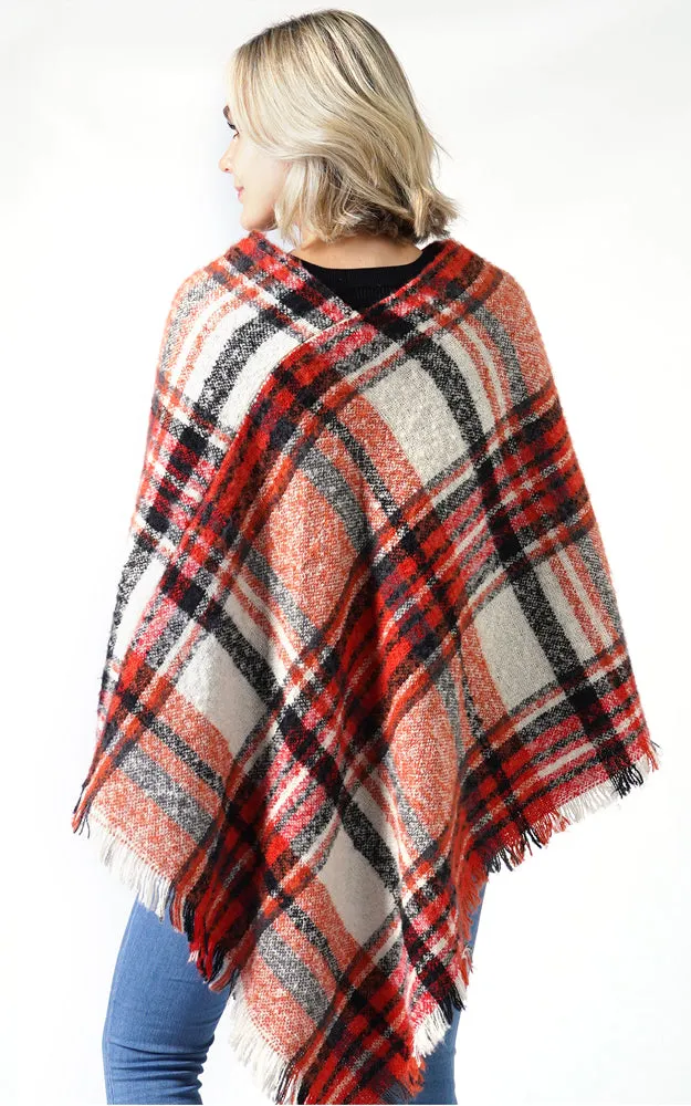 EAP9852 Plaid Woven Poncho