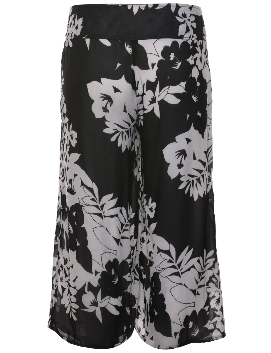Floral Print Wide-Leg Trousers - W31 L22