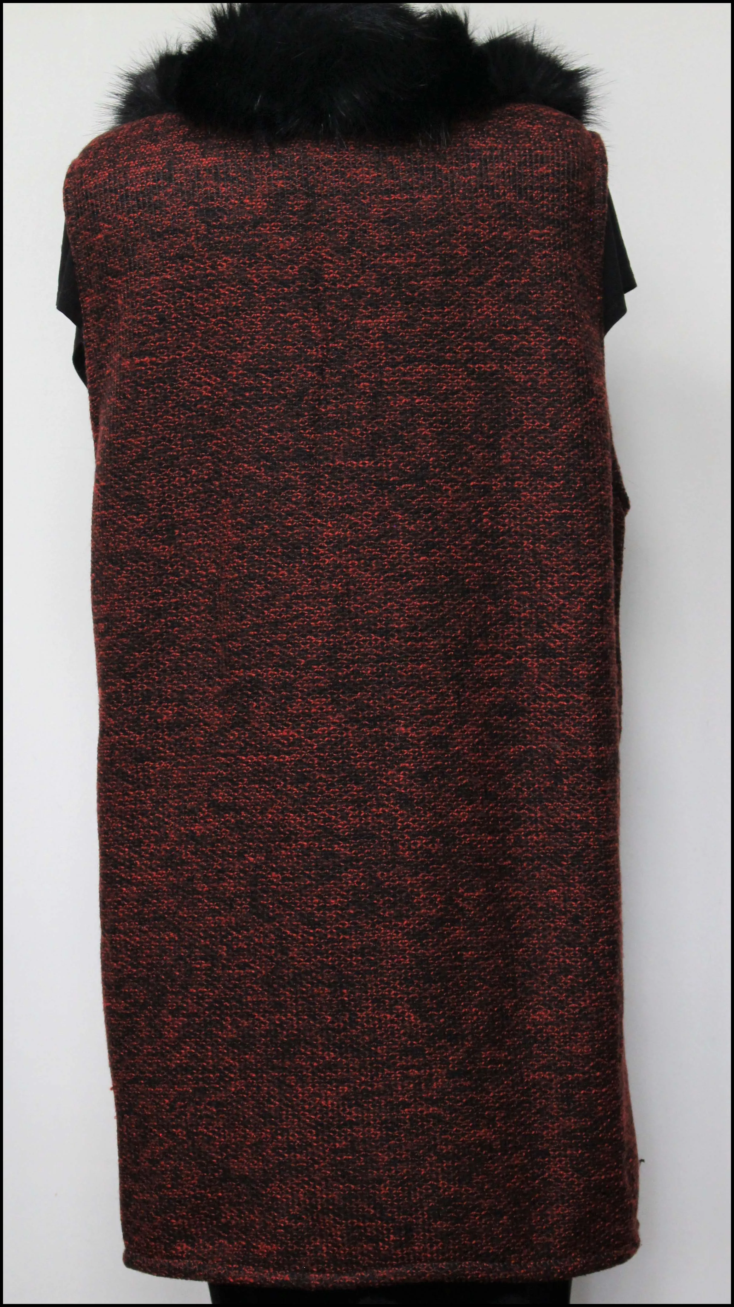 Fur Collar Vest with Pearl Accented Pockets