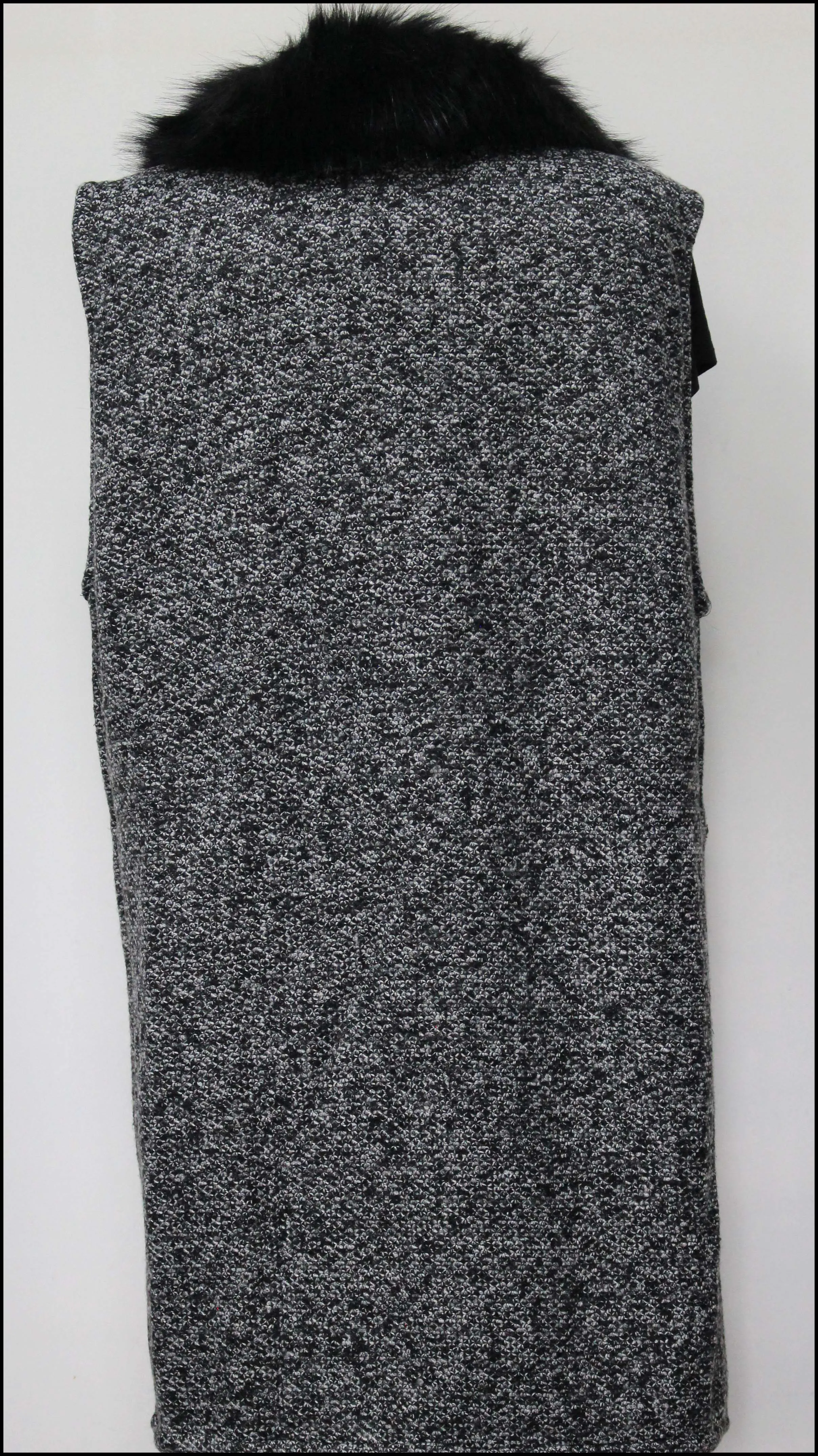 Fur Collar Vest with Pearl Accented Pockets
