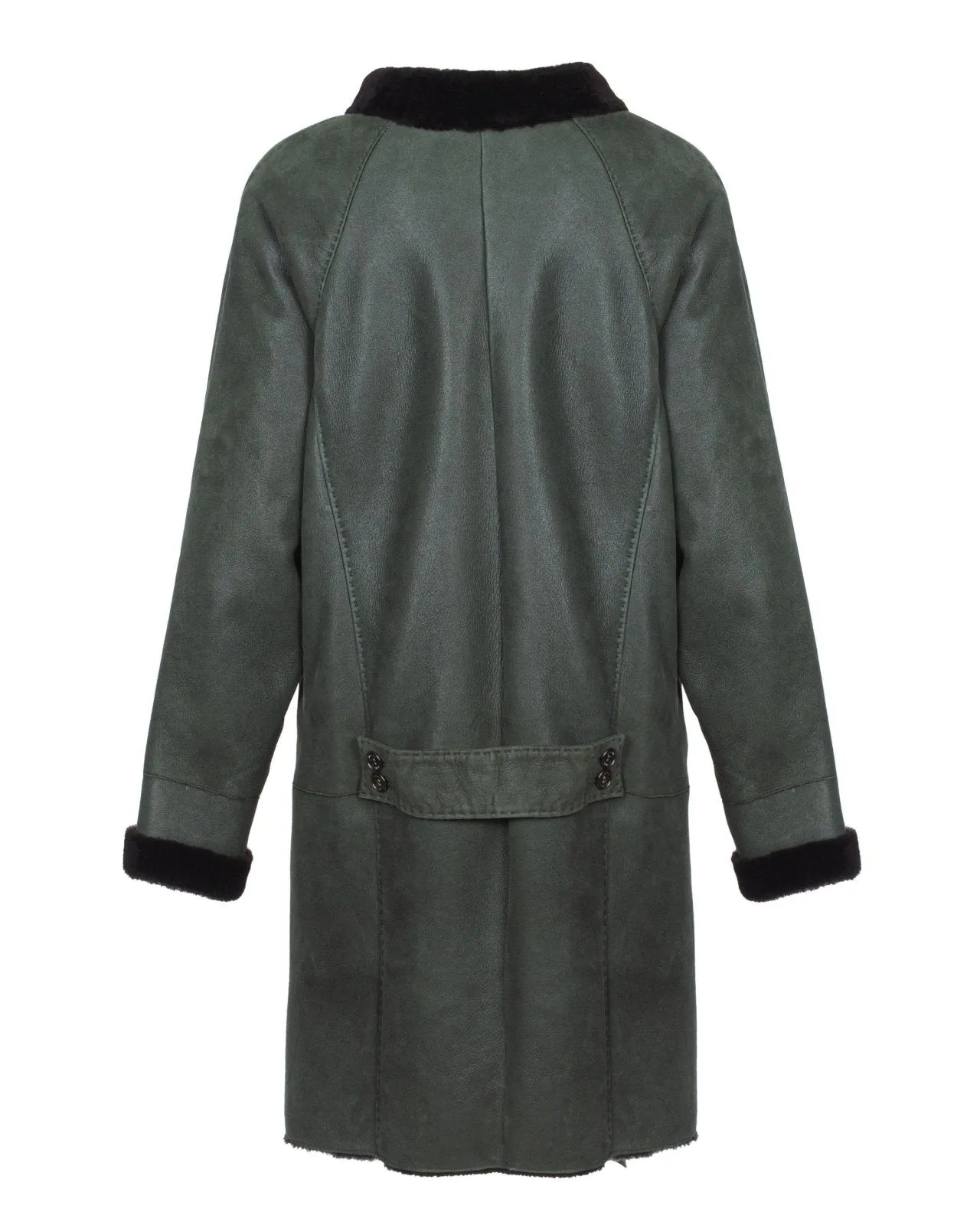Green Long Leather Coat