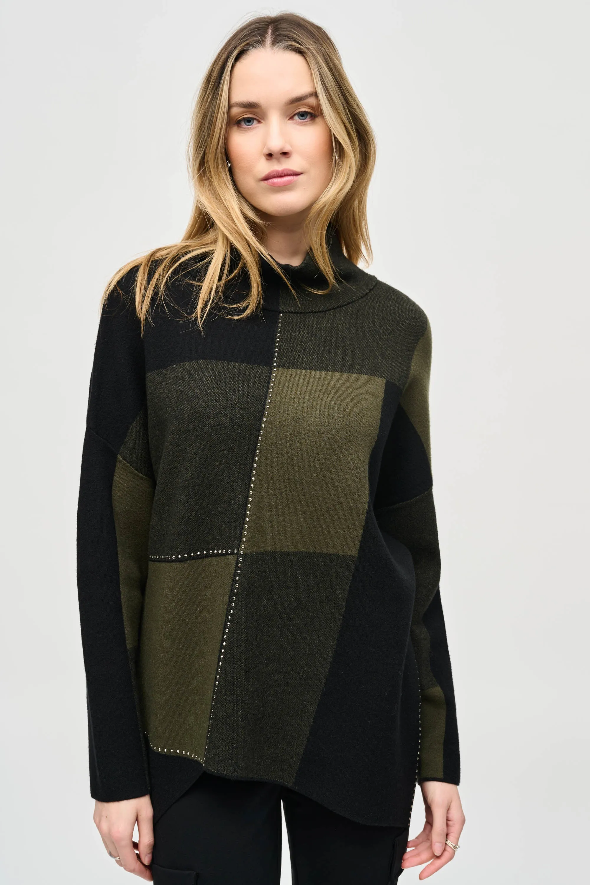 J.R 243944 Color-Block Jacquard Knit Pullover