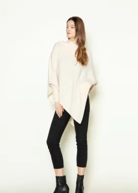 Look By M Women's Basic Triangle Poncho With Sleeves SM720