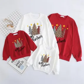 Merry Christmas Matching Family Sweaters Long Sleeve Pullover Jumper Top for Family