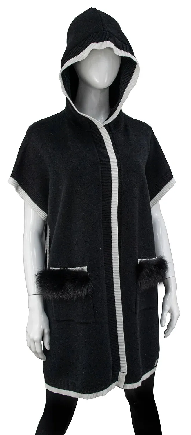 Mya Long Fur Trim Poncho