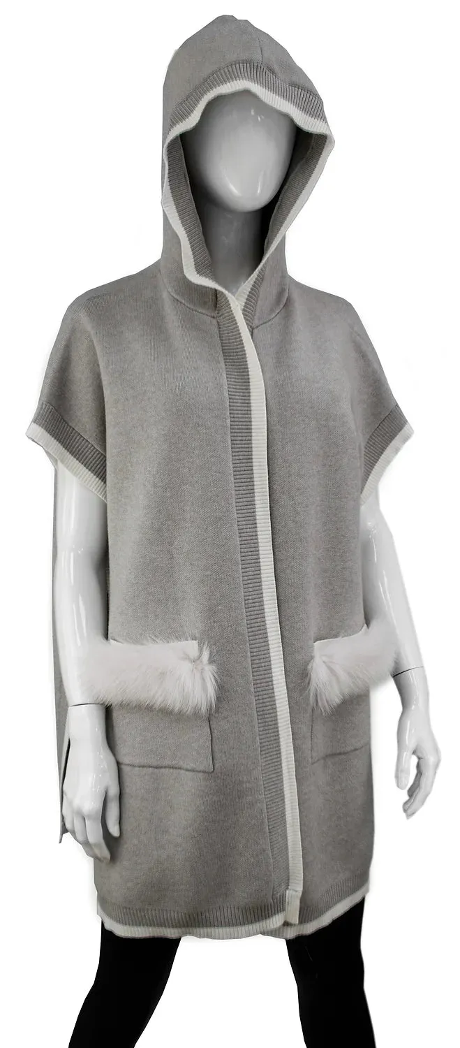 Mya Long Fur Trim Poncho