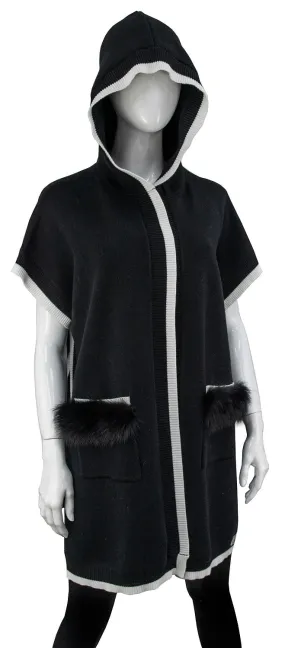 Mya Long Fur Trim Poncho