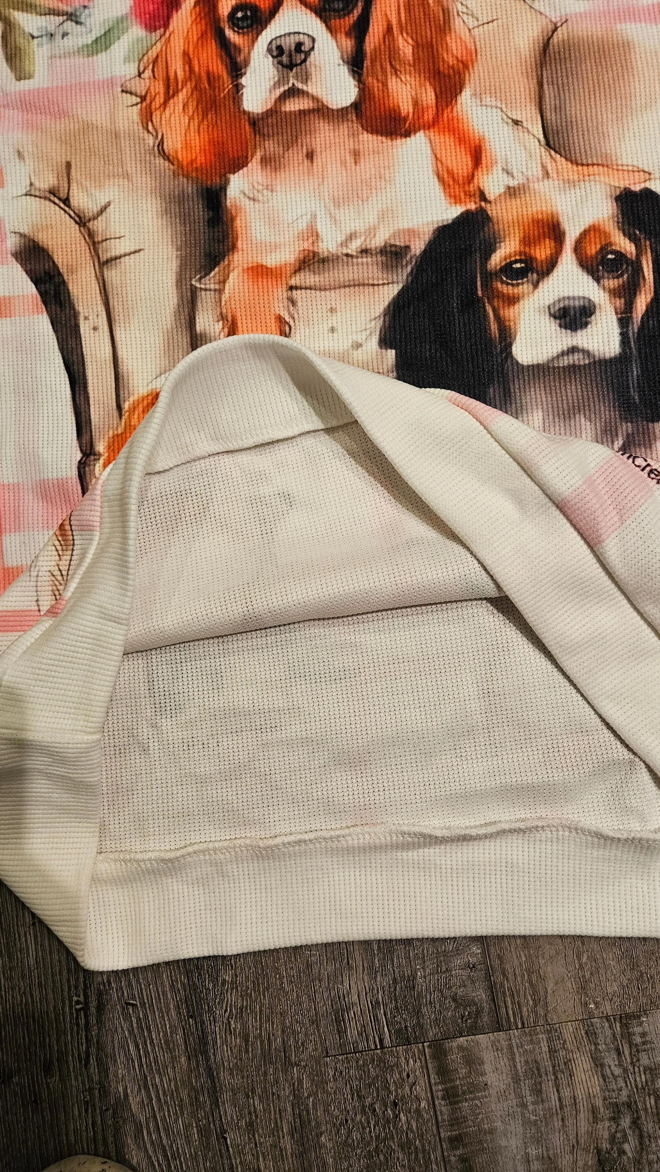 New Cavalier King Charles Spaniel Puppy Dog Ladies CrewNeck Pullover Causal Shirt Blouse Top