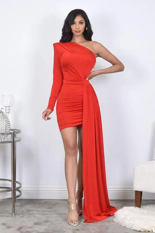 one shoulder maxi dress