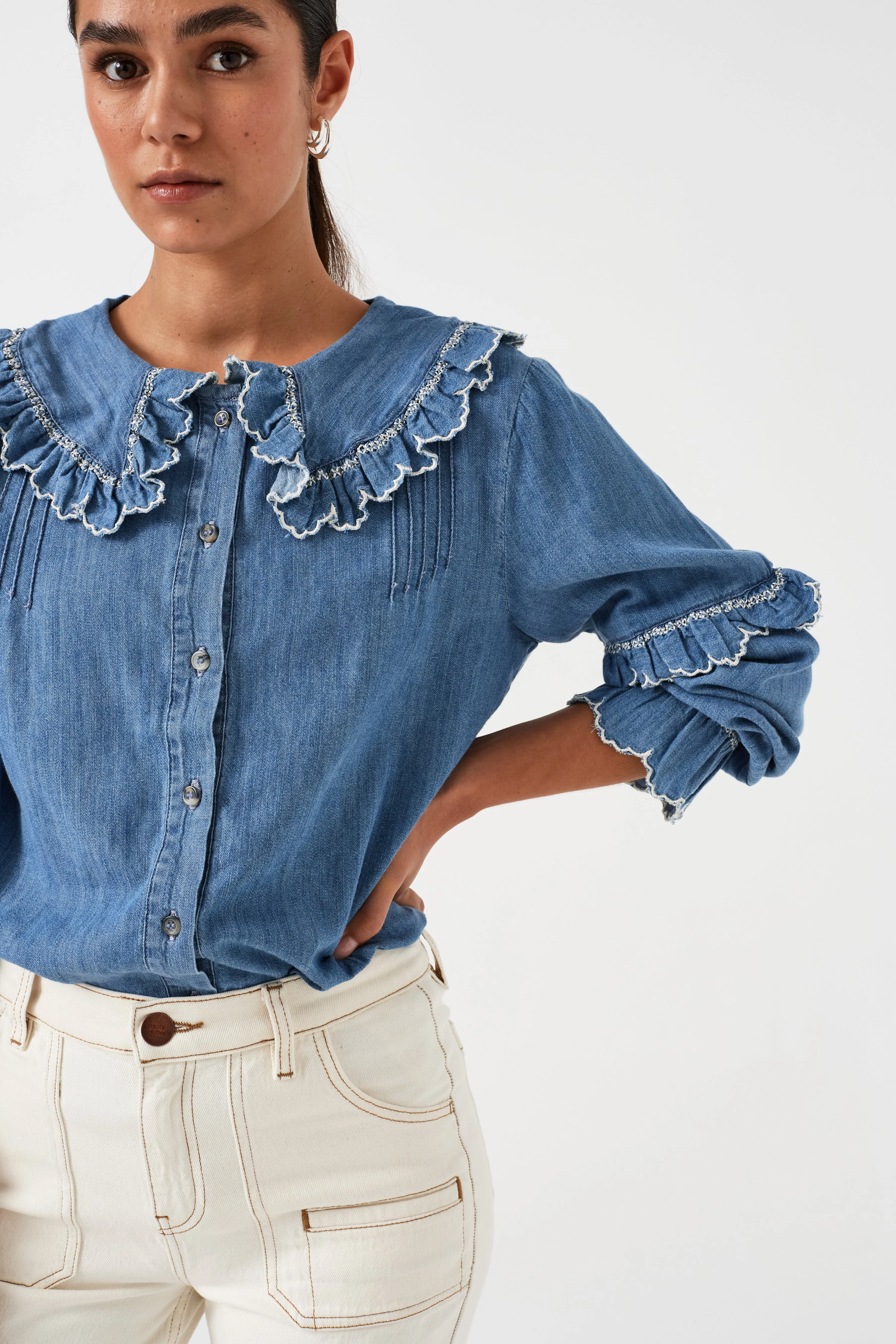 Phoebe Blouse in Washed Indigo