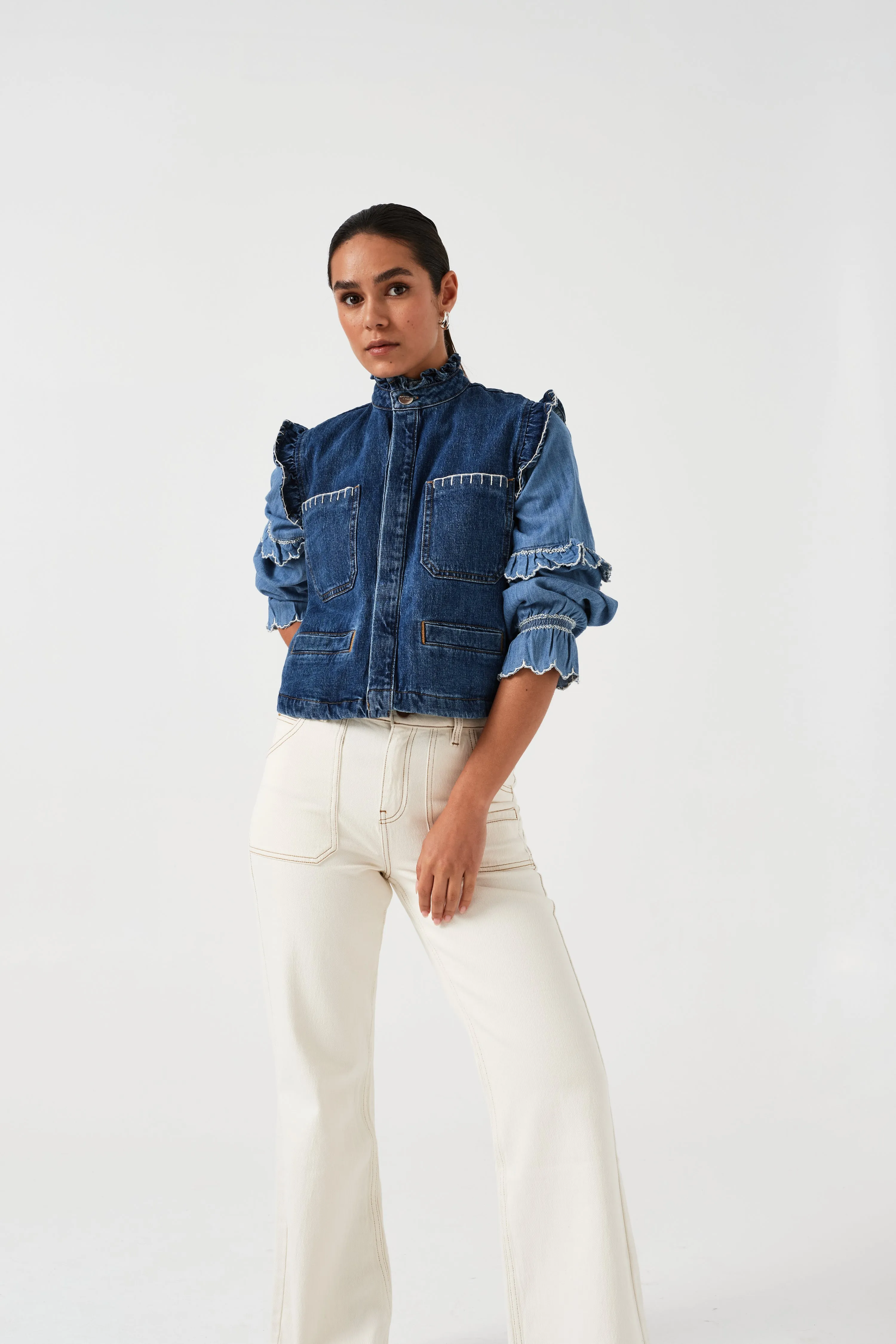 Phoebe Blouse in Washed Indigo