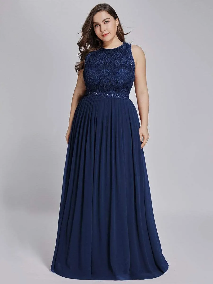 Plus Size Sleeveless Maxi Long A Line Lace Evening Dresses