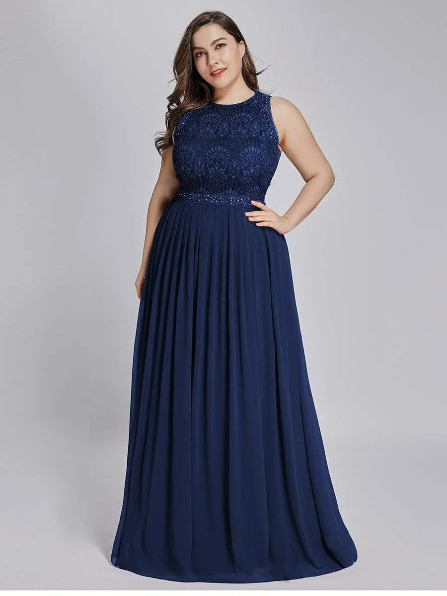 Plus Size Sleeveless Maxi Long A Line Lace Evening Dresses