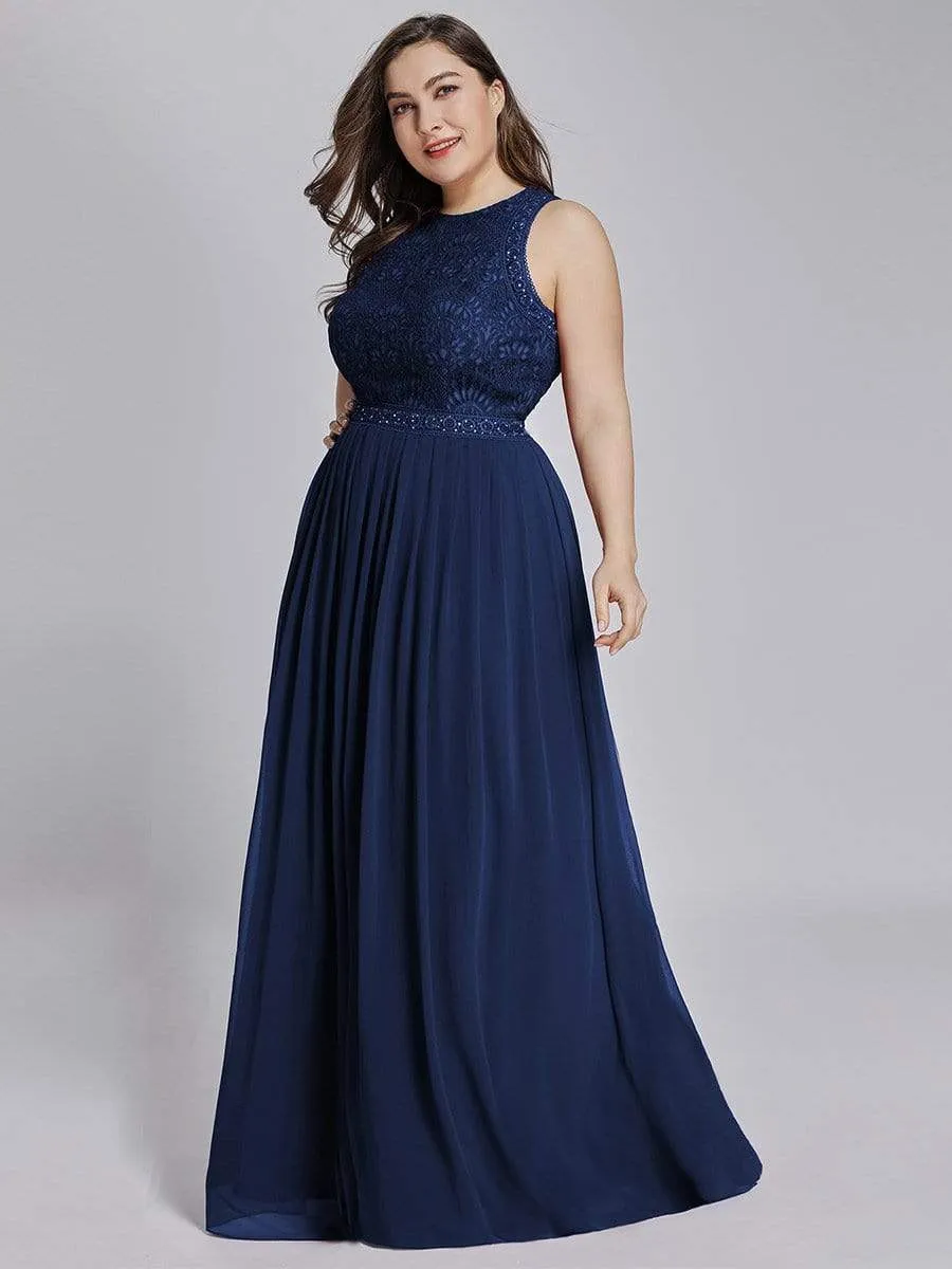 Plus Size Sleeveless Maxi Long A Line Lace Evening Dresses