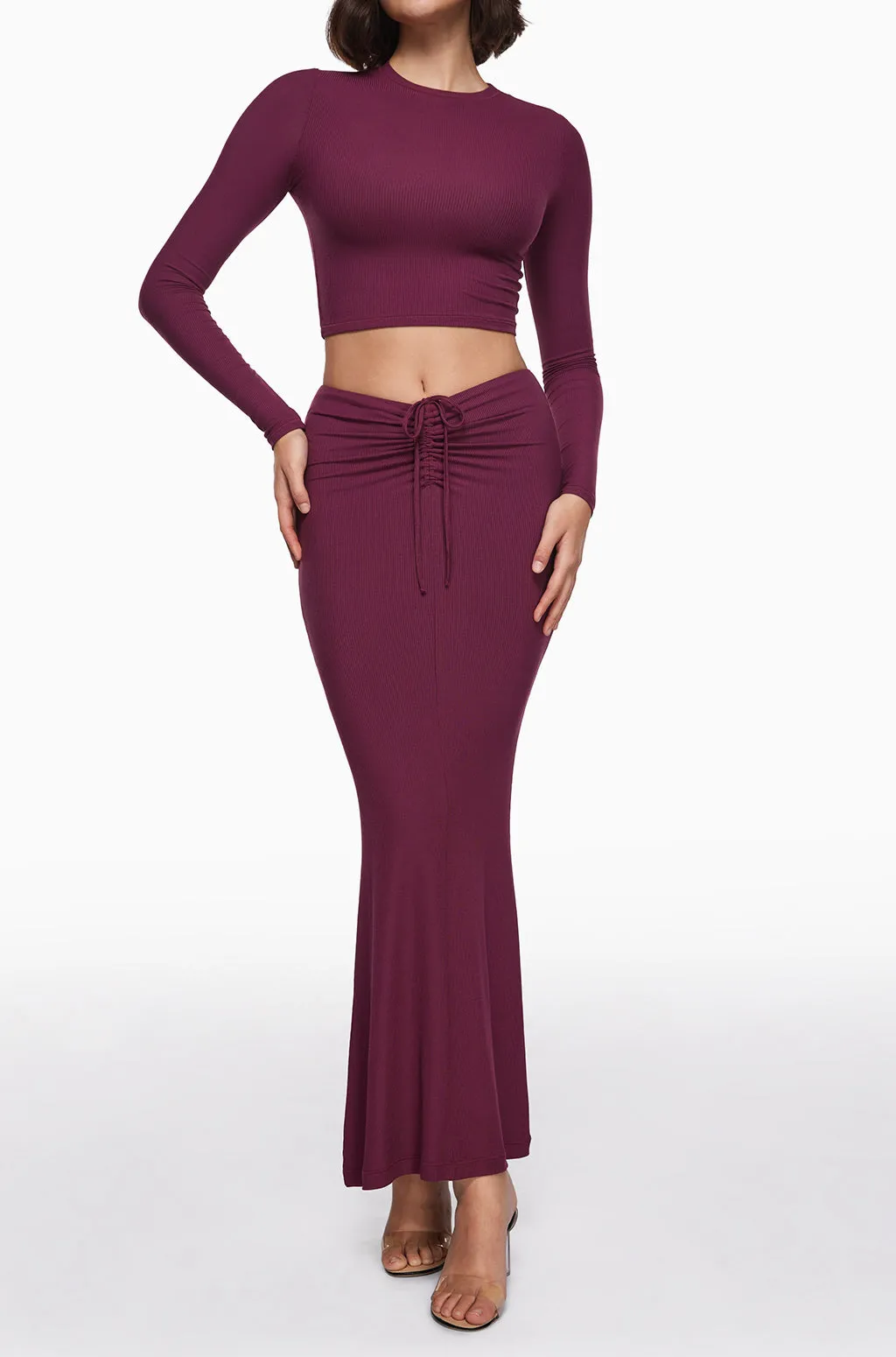 Ribbed Long Maxi Skirt