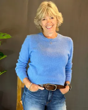 Round Neck Alpaca Jumper - Cornflower Blue