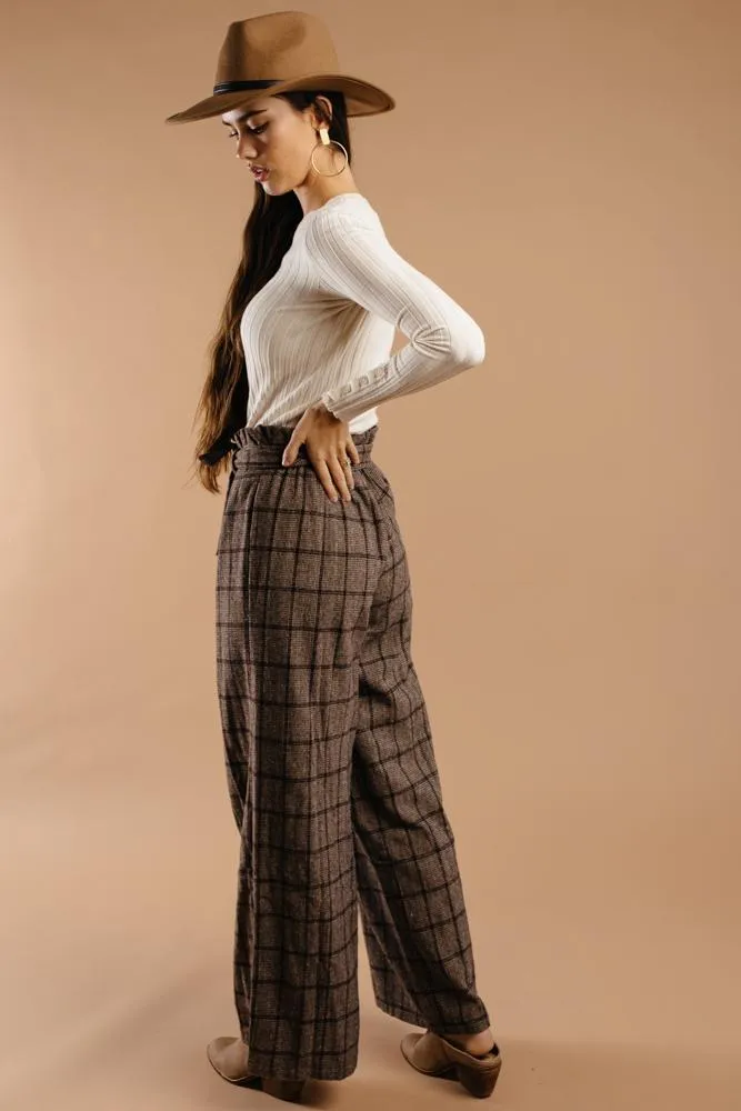 Sammy Plaid Pants in Brown