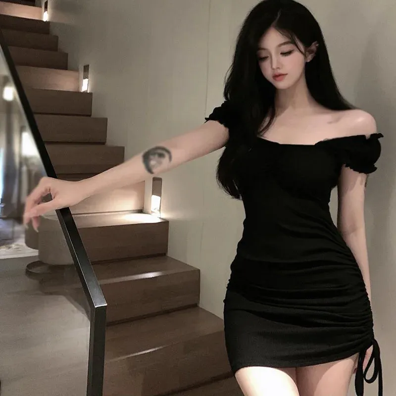 Sexy Party Open Nightclub 2024 Summer Bra and Strap Dress Women's Summer Short Skirt Slim Waist Wrap Skirt