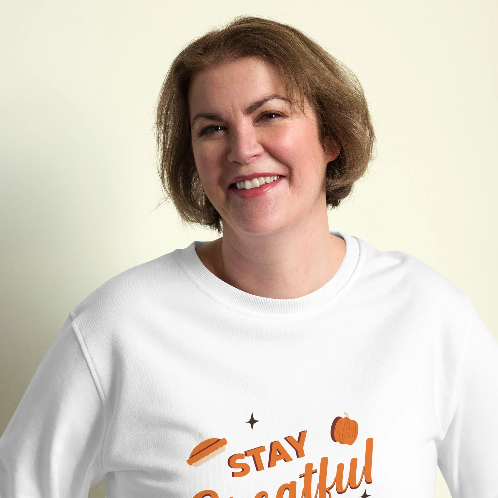Stay Grateful Graphic Thanksgiving  Women Organic Sweatshirt