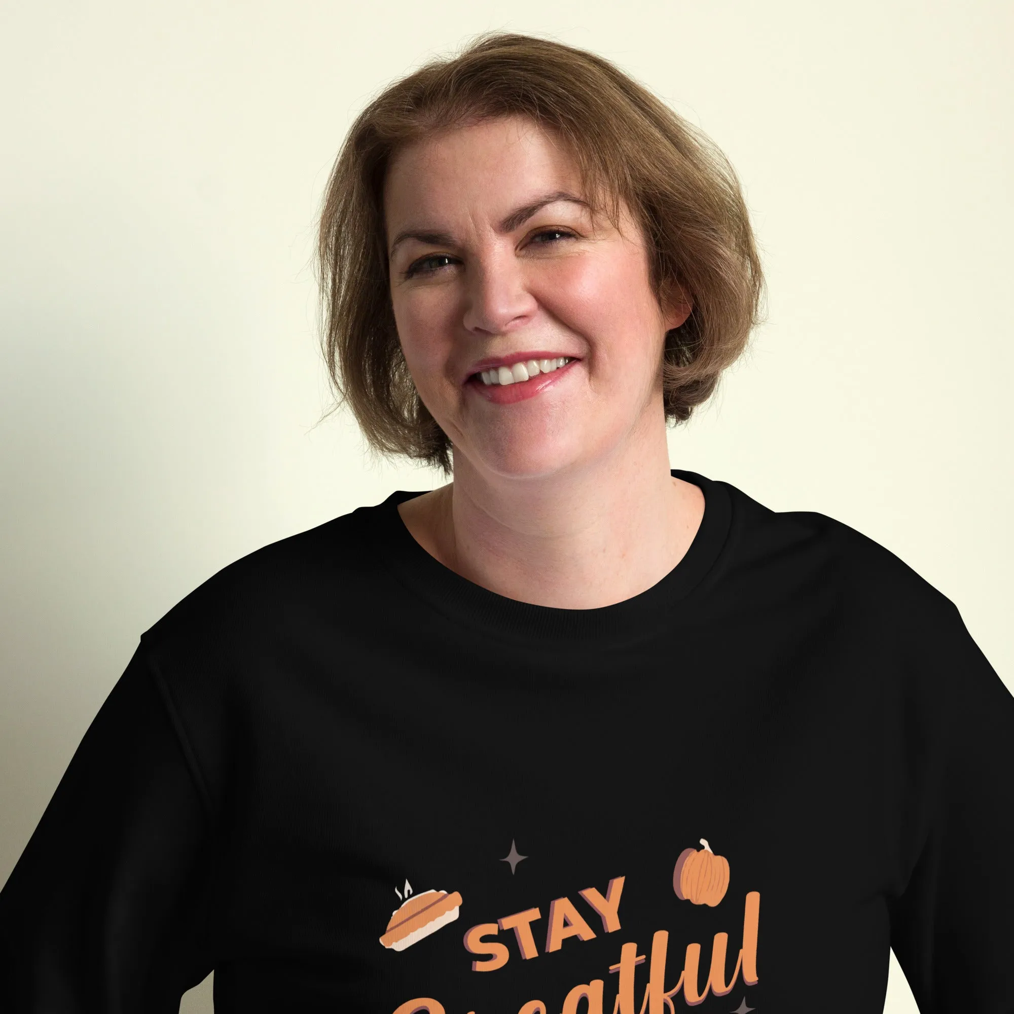 Stay Grateful Graphic Thanksgiving  Women Organic Sweatshirt