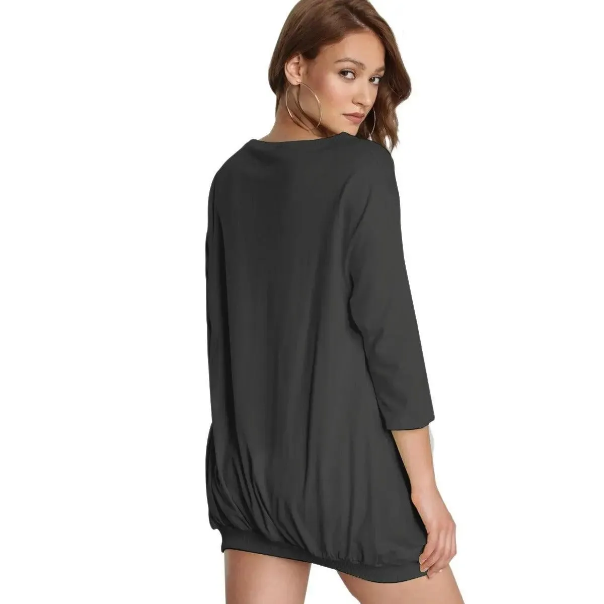Sweatshirt With Irregular Pleated Hem - Deer
