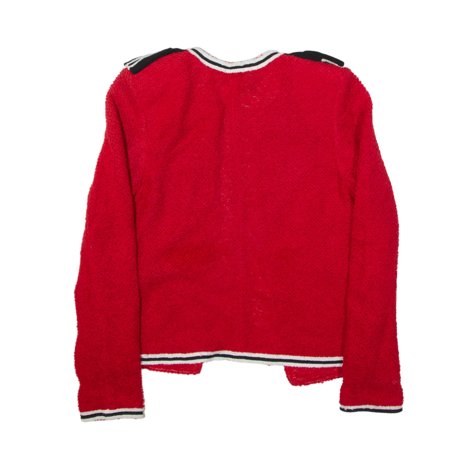 THE KOOPLES Padded Shoulder Overcoat Knit Jacket Red Womens XS