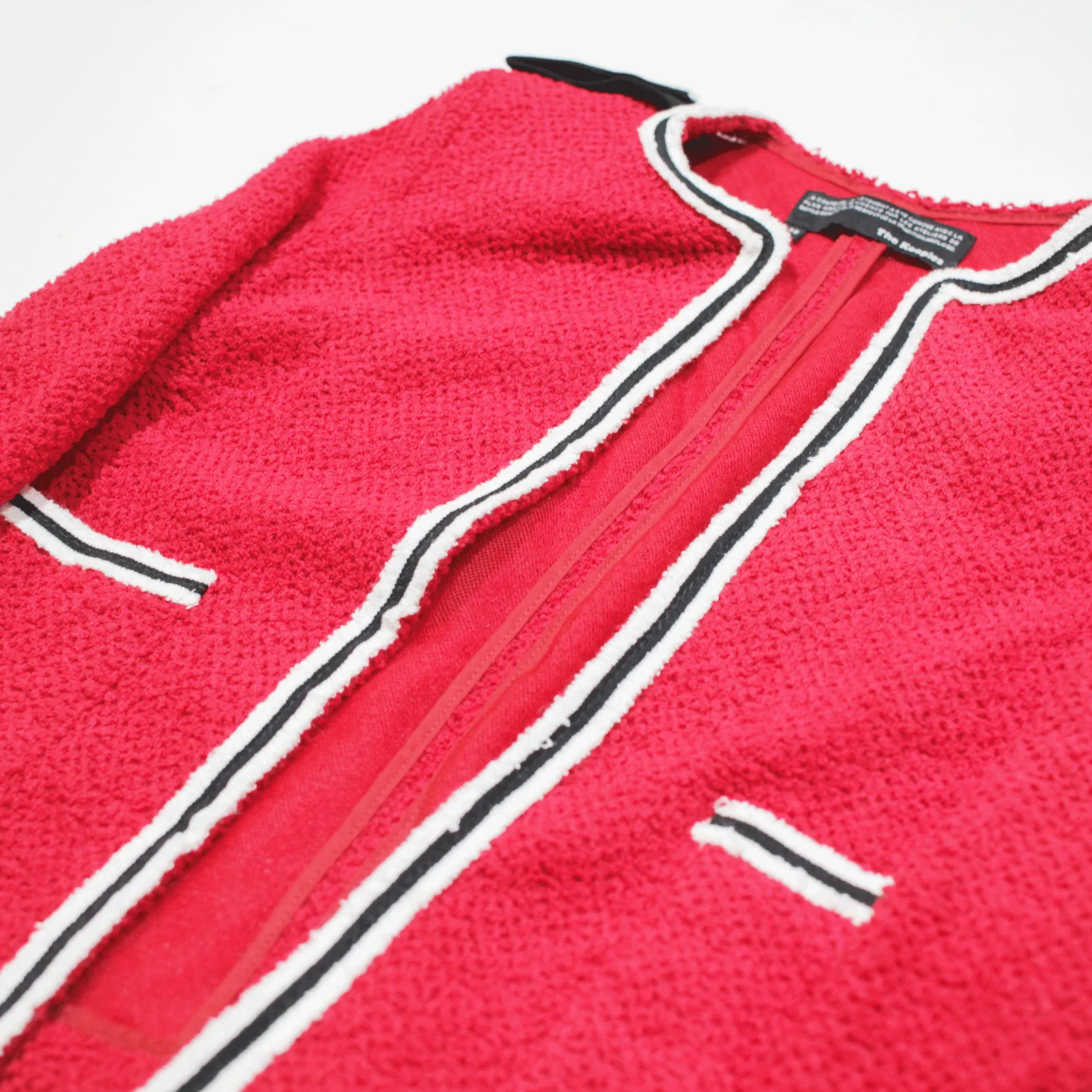 THE KOOPLES Padded Shoulder Overcoat Knit Jacket Red Womens XS