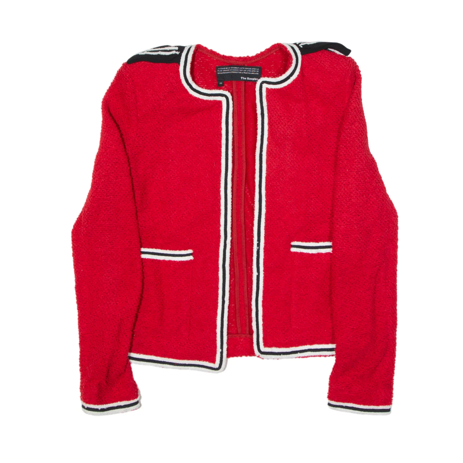 THE KOOPLES Padded Shoulder Overcoat Knit Jacket Red Womens XS