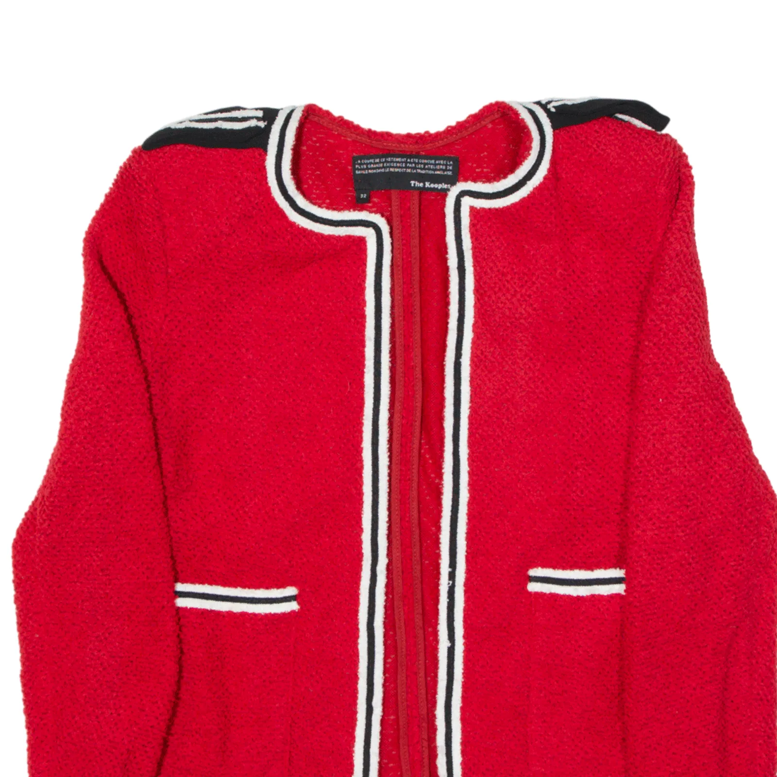 THE KOOPLES Padded Shoulder Overcoat Knit Jacket Red Womens XS