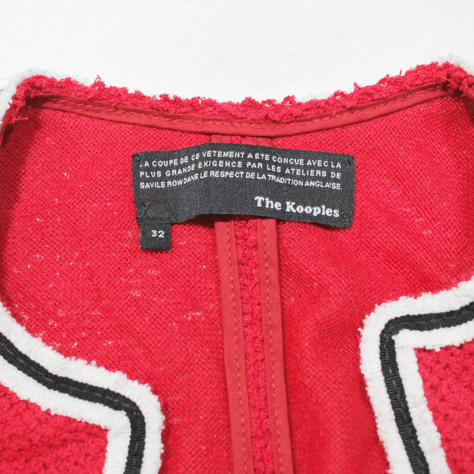 THE KOOPLES Padded Shoulder Overcoat Knit Jacket Red Womens XS