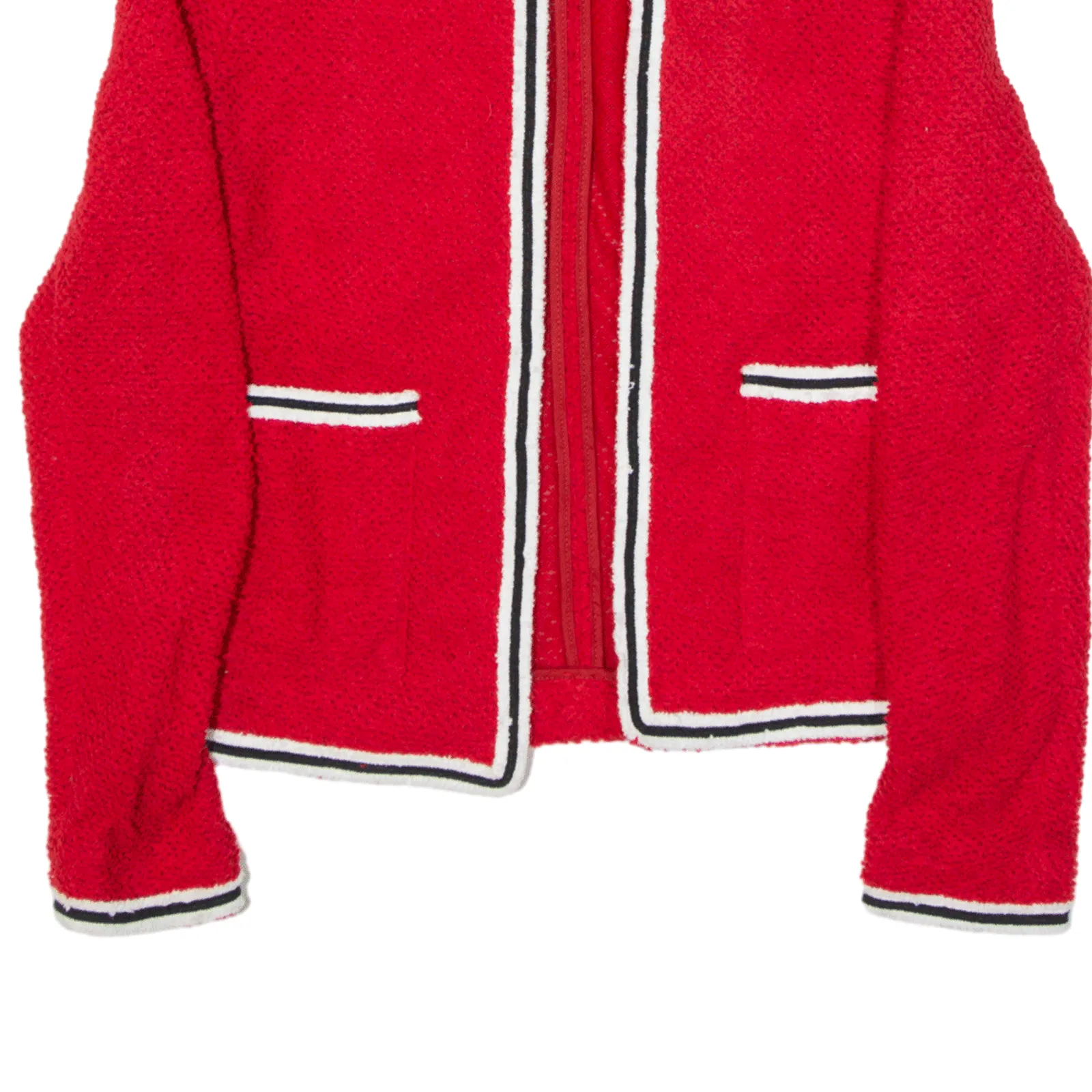 THE KOOPLES Padded Shoulder Overcoat Knit Jacket Red Womens XS