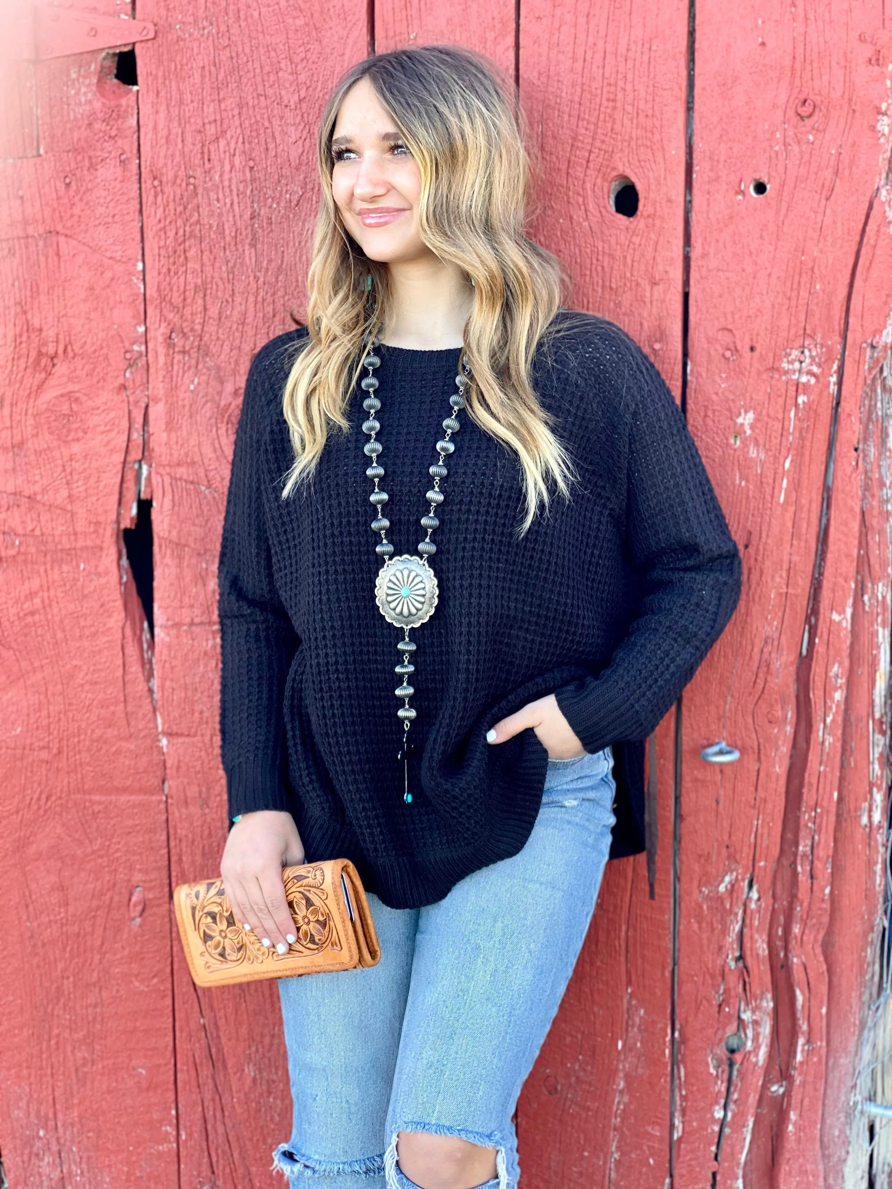 The Sleigh Bells Black Poncho Sweater