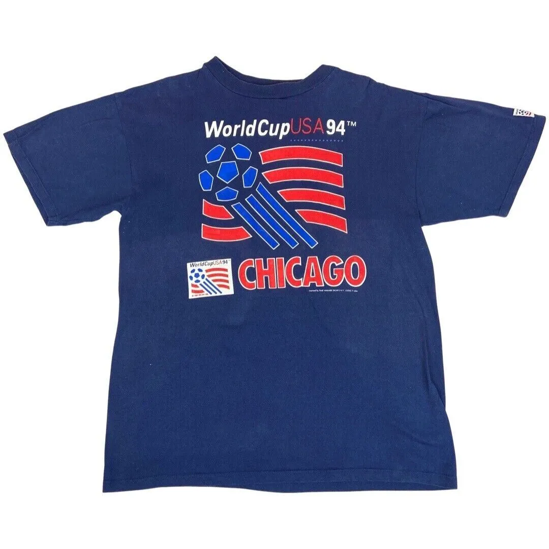 Vintage 1994 Blue World Cup Chicago USA Competitor T-shirt L