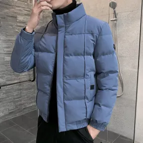 Voguable Stand Collar Winter Jacket Men Fashion New Down Padded Jackets Youth Fashion Black Warm-Keeping Down Cotton Overcoat 4XL
